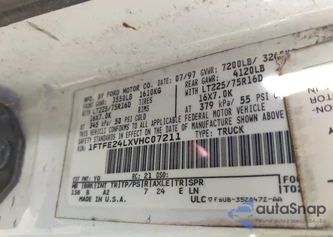 1997 Ford E-250 Standard from USA, damaged, VIN 1FTFE24LXVHC07211